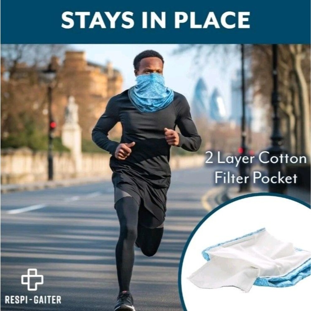 4 RESPI-GAITER Neck Gaiter Face Cover Replacement Face Mask Filters 100% Cotton
